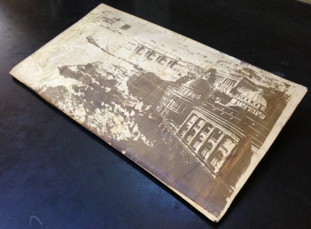 Hand Silkscreened ceramic platter. Lost Capital